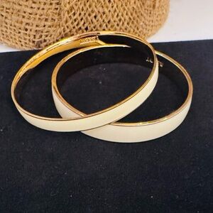 J.Crew Ivory and Gold Bangle Set of 2